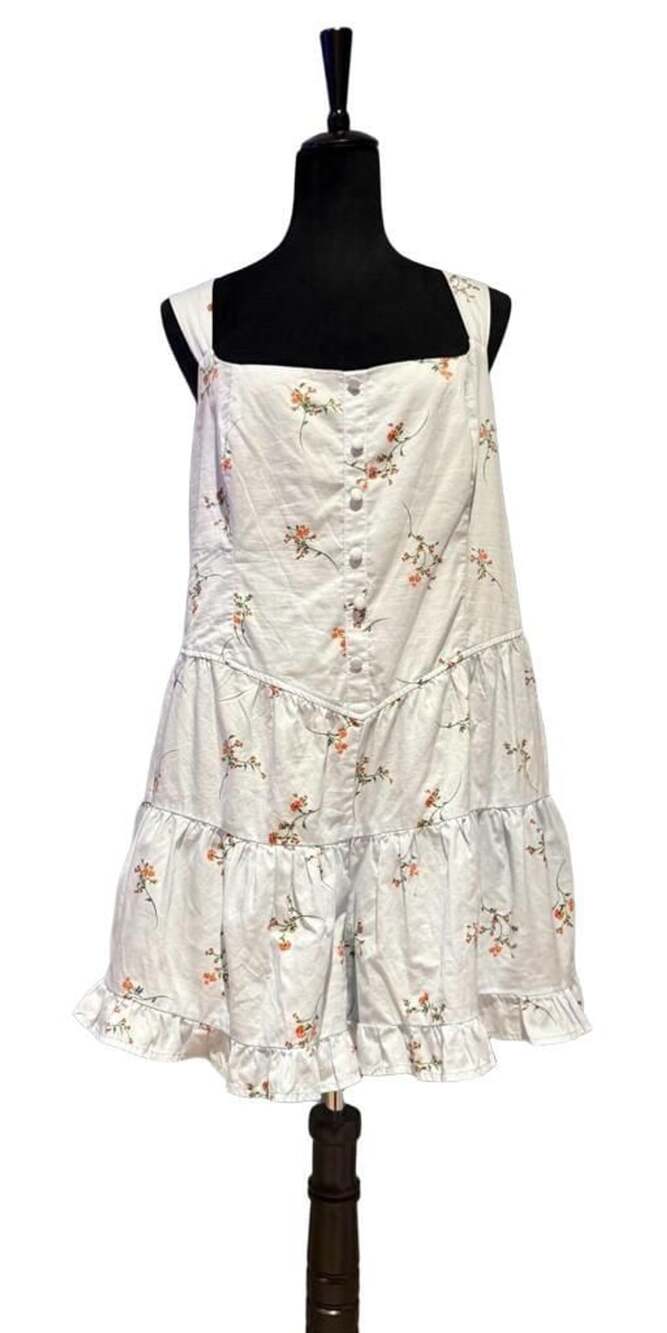 Wild Fable Button-Front Tiered Floral Romper